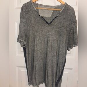 John Varvatos Men’s V-Neck Shirt; Gray; Size XL